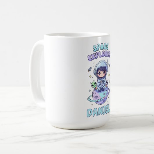 Anpassbare Space Explorer Kawaii Kaffeetasse (Vorderseite Links)