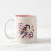 Anpassbare Sparrow-Bibel-Verse Blush Pink Zweifarbige Tasse (Links)