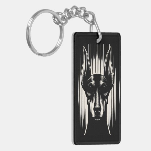 Anpassbare Spooky Doberman Akryllischer Schlüssela Schlüsselanhänger (Vorderseite links)