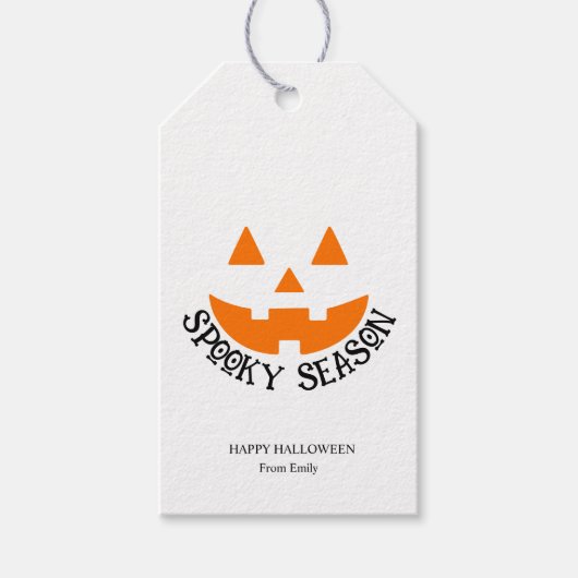 Anpassbare Spooky Season Jack-O-Lantern Geschenkanhänger (Vorderseite)