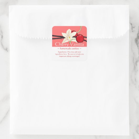 Anpassbare Square Cherry Vanilla Sticker (Tasche)