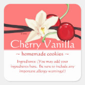 Anpassbare Square Cherry Vanilla Sticker (Vorderseite)