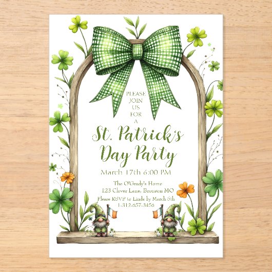 Anpassbare St. Patrick’s Day-Einladung Acryleinladungen (Vorderseite)
