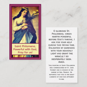 Anpassbare St. Philomena Gebetskarte Telefonnummerkarte