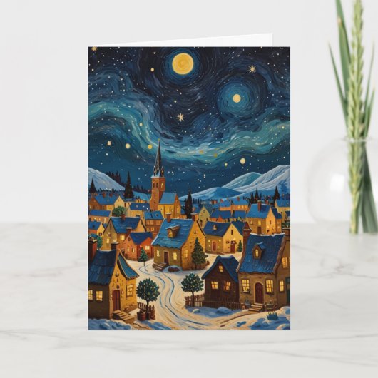 Anpassbare Starry Night Art Weihnachten Karte (Vorderseite)