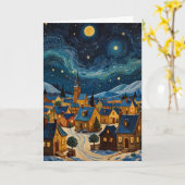 Anpassbare Starry Night Art Weihnachten Karte (Gelbe Blume)