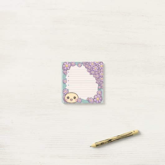 Anpassbare Sticknotenvorlage mit botanischer Post-it Klebezettel (Auf Schreibtisch)