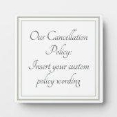 Anpassbare Stornierungsankündigung/Richtlinie Fotoplatte (Vorderseite)