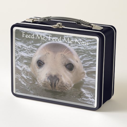 Anpassbare süße Robbe 'Füttere mich' Lunchbox (Vorderseite)