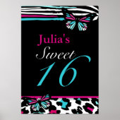 Anpassbare Sweet 16 Animal Print Butterfly Poste Poster (Vorne)