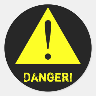 Anpassbare Symbol-Aufkleber für Schwarz-Gelb-Warnz Runder Aufkleber