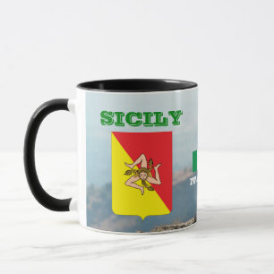 Anpassbare Tasse für Sizilien - Flag & Wappen