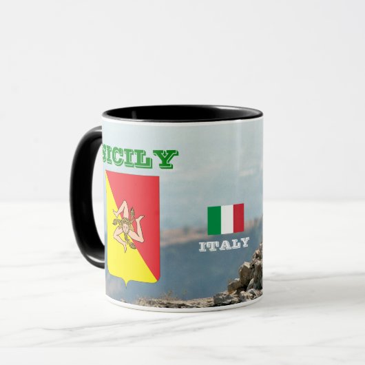 Anpassbare Tasse für Sizilien - Flag & Wappen (Vorderseite Links)