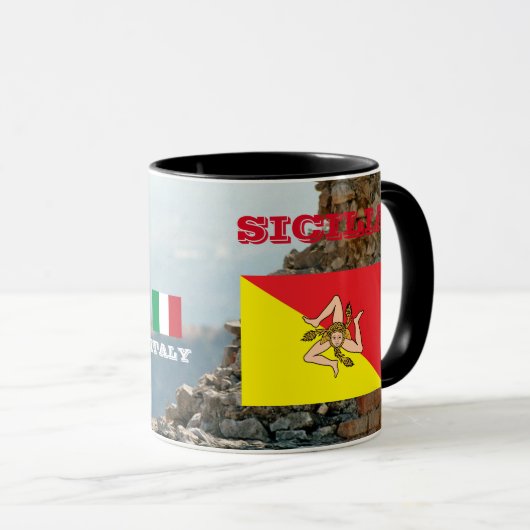 Anpassbare Tasse für Sizilien - Flag & Wappen (VorderseiteRechts)