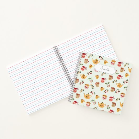 Anpassbare Teezeit Nahtloses Muster Notizblock (Innenseite)