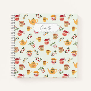 Anpassbare Teezeit Nahtloses Muster Notizblock