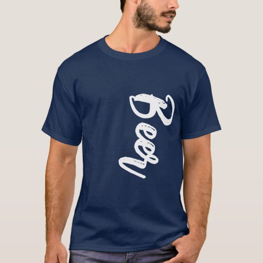 Anpassbare Textabschlag. Cooles Script-Word-Bier T-Shirt (Vorderseite)