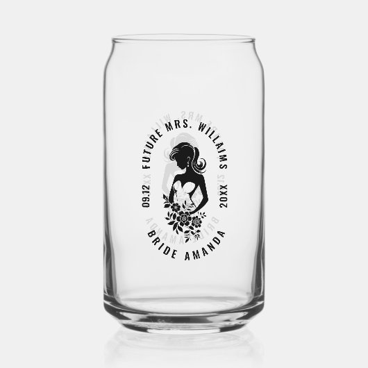 Anpassbare Textbrücke mit Blume-Silhouette Dosenglas (Rückseite)