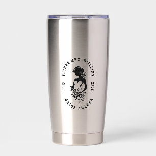 Anpassbare Textbrücke mit Blume-Silhouette Thermobecher