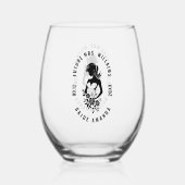 Anpassbare Textbrücke mit Blume-Silhouette Weinglas Ohne Stiel (Rückseite)