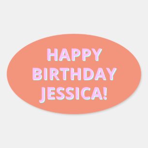 Anpassbare Textglücke zum Geburtstag zu jedem Name Ovaler Aufkleber