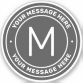 Anpassbare Textvorlage | Grau Aufkleber (Vorderseite)