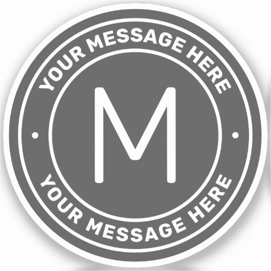 Anpassbare Textvorlage | Grau Aufkleber (Vorderseite)
