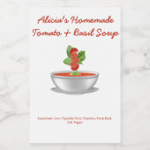 Anpassbare Tomate und Basilikumsuppe Lebensmitteletikett (Einzelnes Label)