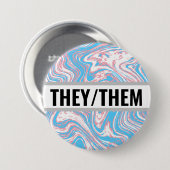 Anpassbare Transgender-Flag für Pronouns-Marbled Button (Vorne & Hinten)