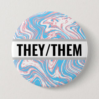 Anpassbare Transgender-Flag für Pronouns-Marbled Button