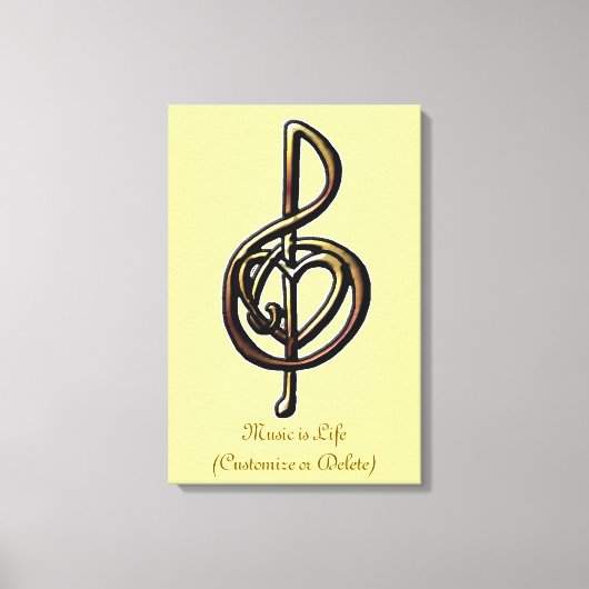 Anpassbare Treble Clef Heart Leinwanddruck (Vorderseite)