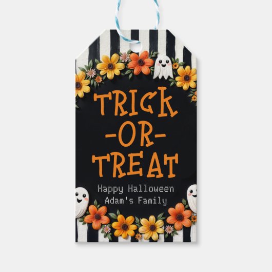 Anpassbare Trick-oder-Leckerei - Rustikale Geister Geschenkanhänger (Vorderseite)