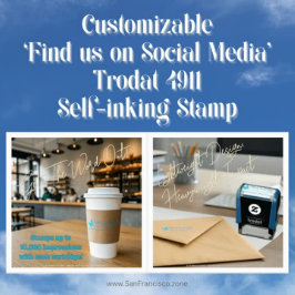 Anpassbare Trodat "Finden Sie uns auf Social Media Permastempel