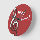 Anpassbare Uhr der Spielzeit Red Treble Clef (Winkel)