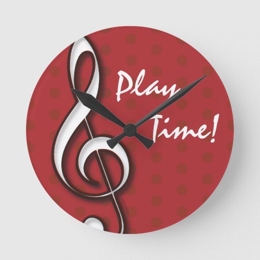 Anpassbare Uhr der Spielzeit Red Treble Clef (Vorderseite)