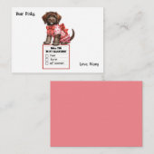 Anpassbare Valentinstag-Karte mit brauner Welpe Mitteilungskarte (Vorne/Hinten)