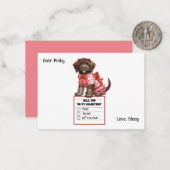 Anpassbare Valentinstag-Karte mit brauner Welpe Mitteilungskarte (Vorderseite/Rückseite Beispiel)