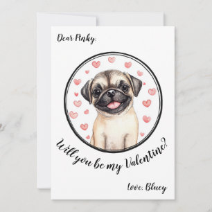 Anpassbare Valentinstagskarte Pug Feiertagskarte