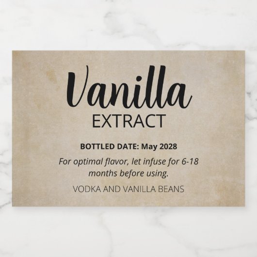 Anpassbare Vanilla Extract 3x2 VE001_04RT Schaumweinetikett (Einzelnes Label)