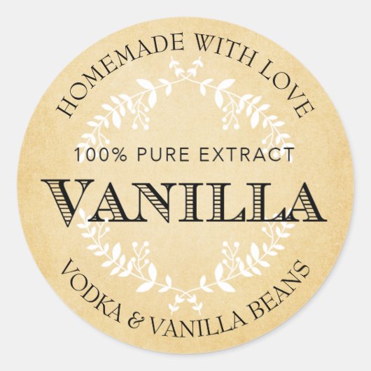 Anpassbare Vanilla Extract-Bezeichnung VE005_01rdc Runder Aufkleber (Vorderseite)