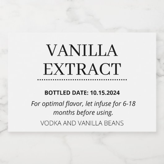 Anpassbare Vanilla Extract Label AB01_01RT Schaumweinetikett (Einzelnes Label)