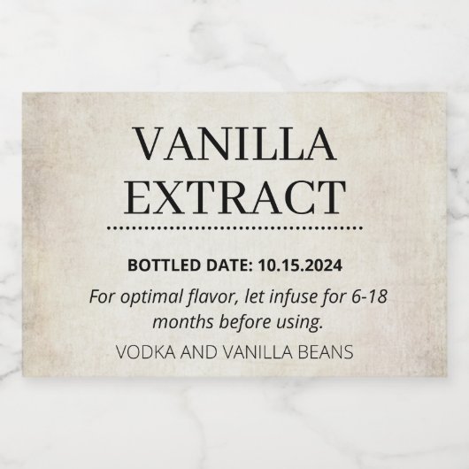Anpassbare Vanilla Extract Label AB01_01RTbk Schaumweinetikett (Einzelnes Label)