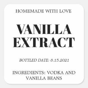 Anpassbare Vanilla Extract Label AF_01sq Quadratischer Aufkleber