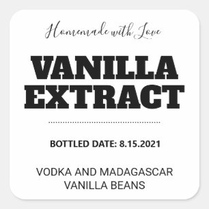Anpassbare Vanilla Extract Label ASO_01sq Quadratischer Aufkleber
