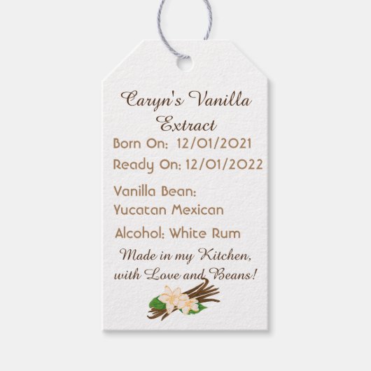 Anpassbare Vanilla Extract-Labels Geschenkanhänger (Vorderseite)