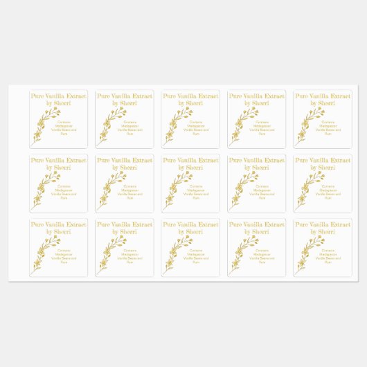 Anpassbare Vanilla Orchid, Vanilla Extract Etiketten (Blatt)