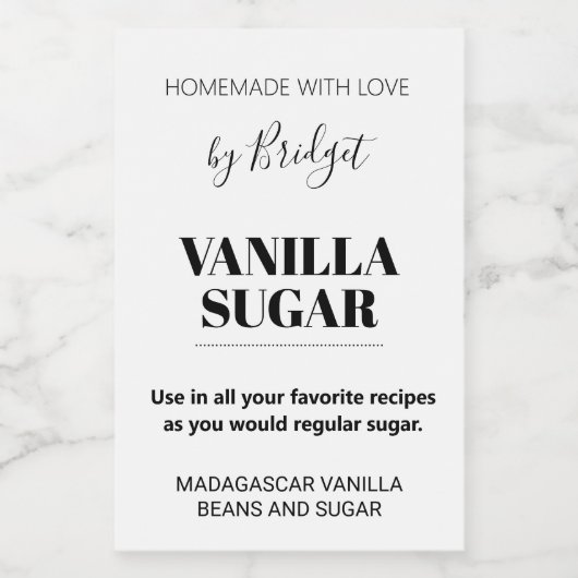 Anpassbare Vanilla Sugar Label AF_01sq Weinetikett (Einzelnes Label)