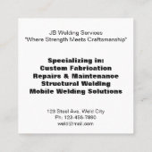 Anpassbare Verschweißung von Metallkonstruktionen Quadratische Visitenkarte (Rückseite)