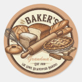 Anpassbare Vintage Baker-Sticker Runder Aufkleber (Vorderseite)