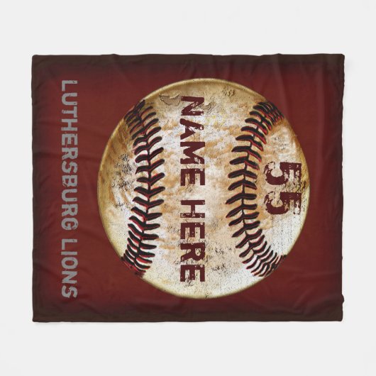 Anpassbare Vintage Baseball-Teamblanket Fleecedecke (Vorderseite (Horizontal))